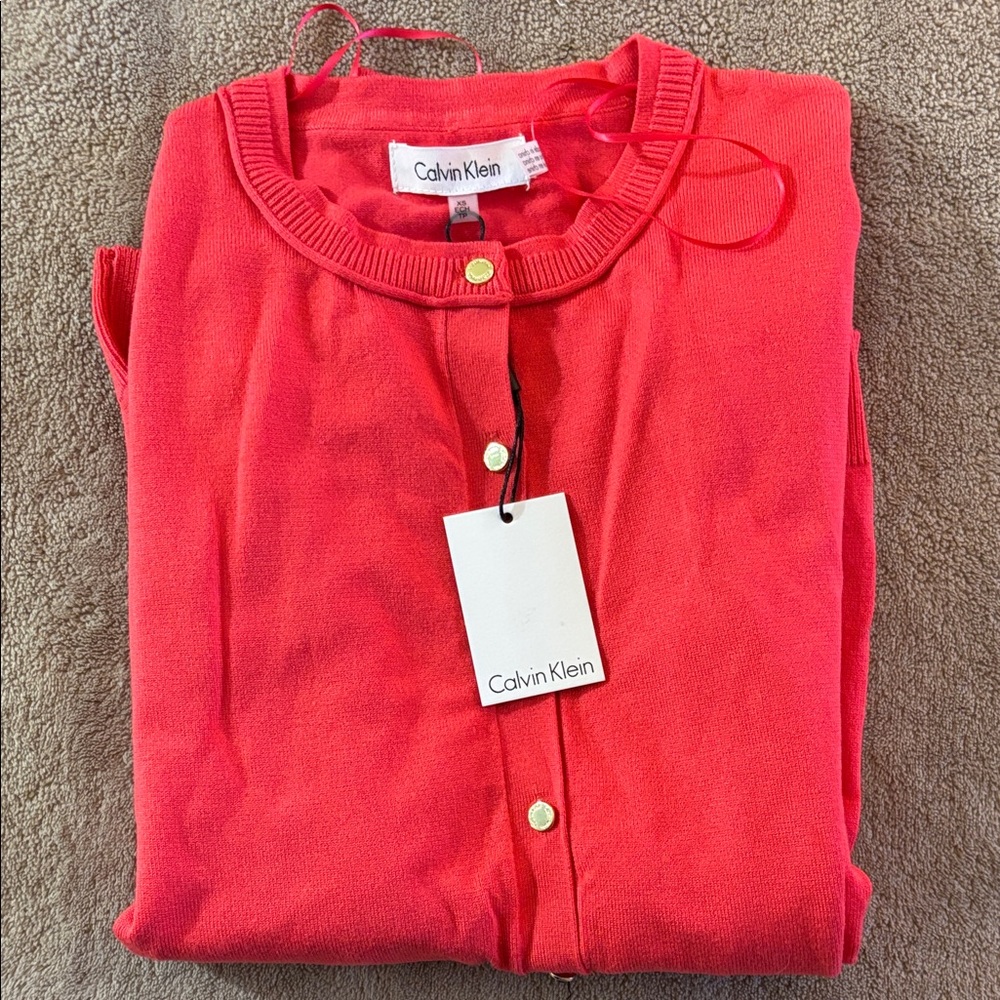 Calvin Klein Women's Vibrant Coral Cardigan